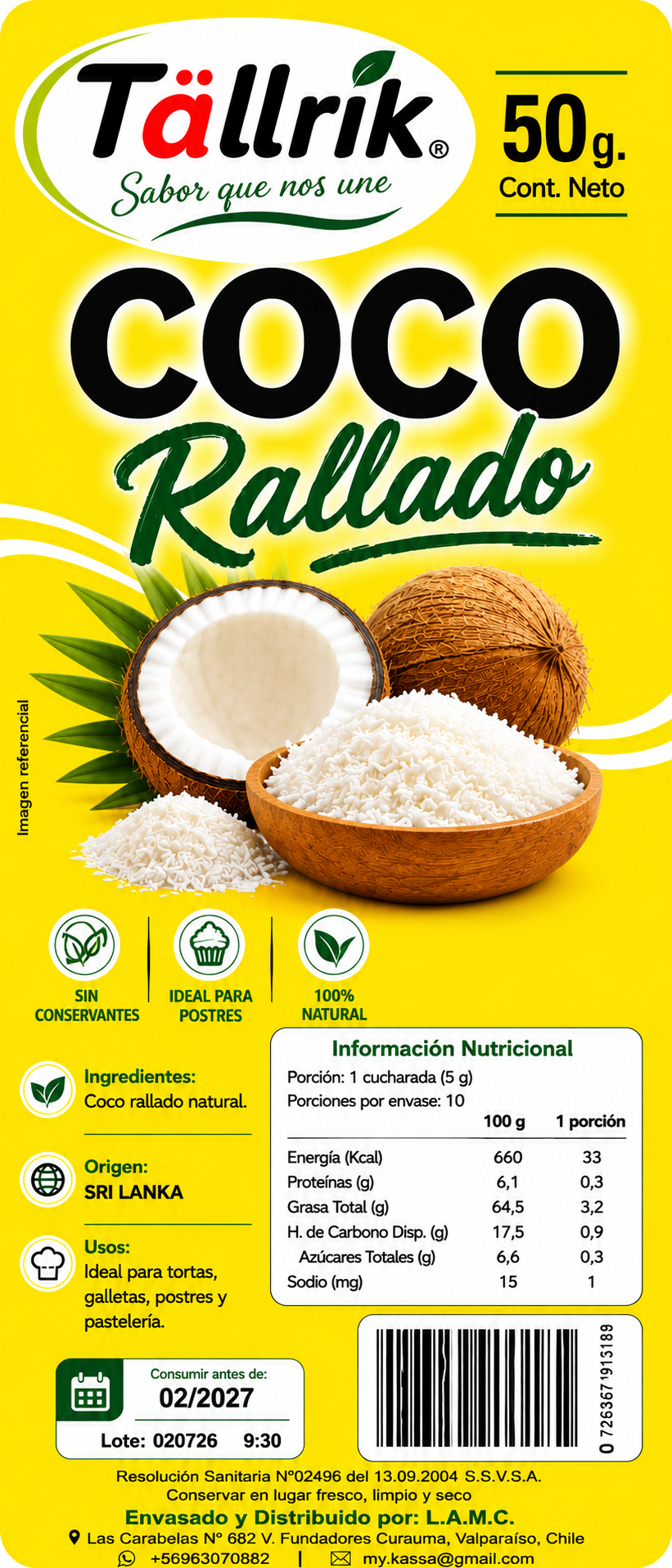 Etiqueta de Coco rallado Tallrik